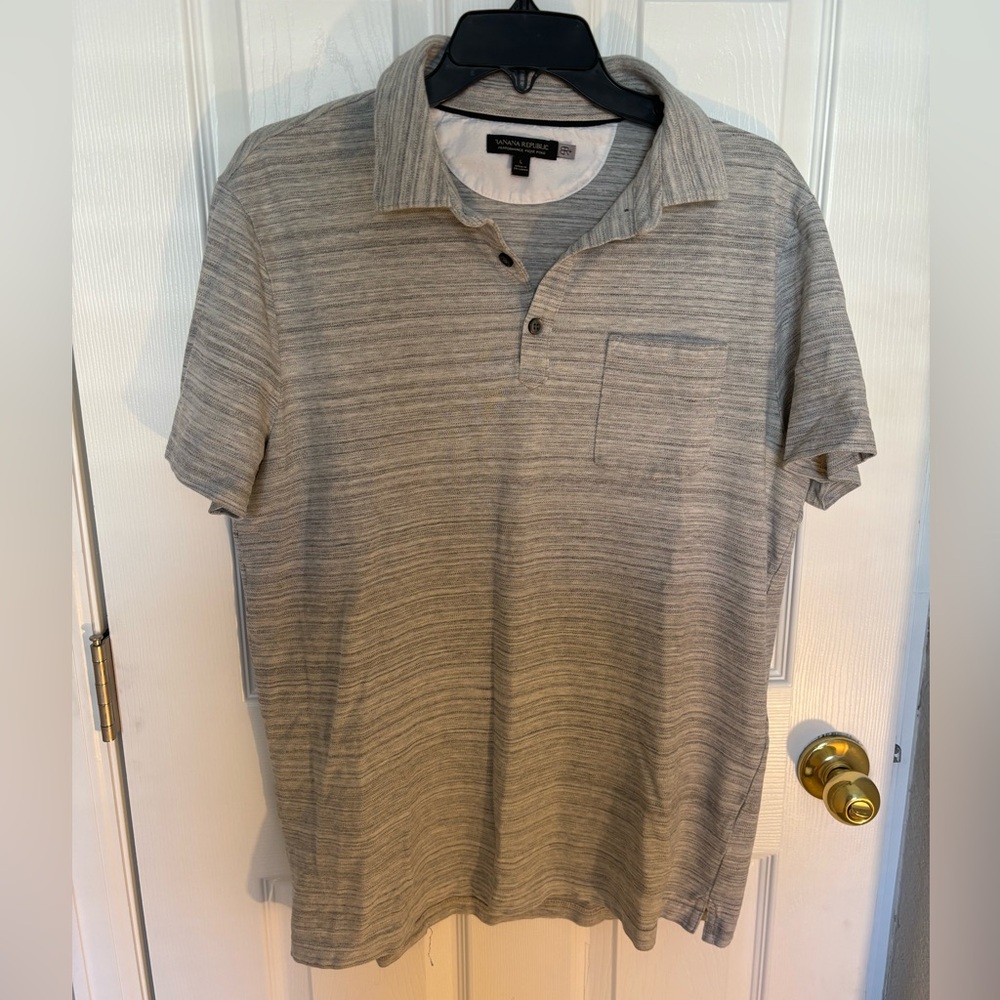 Banana Republic Performance Pique Polo in Heather Grey